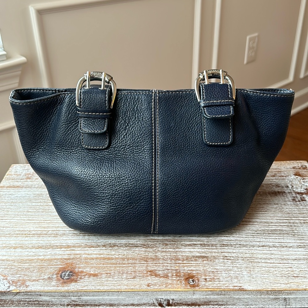 Navy Blue Tignanello Pebble Leather Purse